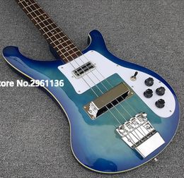 Promotion!! RIC 4 Strings Blue Burst 4003 Electric Bass Guitar Rosewood Fingerboard Triangle White Pearl Inlay, Chrome Hardware