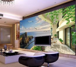 Custom 3D Wallpaper Dream HD Sea View Room 3D Scenery Living Room Bedroom Background Wall Decoration Mural Wallpaper