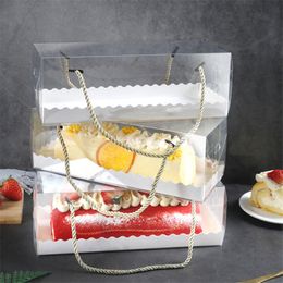 Transparent Rectangle Cake Box With Long Handle Cookies Cupcake Liner Muffin Cases Decorating Box Tools yq00621