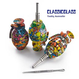 Grenade Silicone Neactar collector kits smoke Silicon with Stainless Steel Tip dabber hand pipes oil rigs water pipe