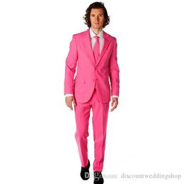 Handsome Rose Man Party Dress Business Suits Prom Blazer Men Coat Trousers Sets Groom Tuxedos (Jacket+Pants+Tie) K 58