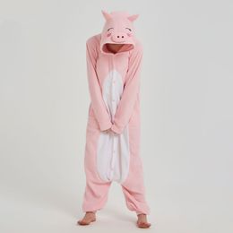 Pink Pig Kigurumi Cute Animal Onesie Polar Fleece Cartoon Pyjama Women Girl Sleeping Suit Carnival Party Wear Outfit Adult Fancy