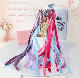Bunting Crown Love Heart Fairy Stick Magic Wand Ribbon Fairy Stick Crown Fairy Stick Pull Flower Magic Wand Party Decoration Wedding