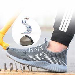 2019 hombres transpirable puntera de acero zapatos de seguridad de los hombres al aire libre antideslizante de acero prueba de pinchazos botas de seguridad de construcción zapatos de trabajo
