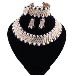 Fashion Wedding Dubai Africa Nigeria African Jewellery Set Black White Necklace Earrings Bracelet Ring Bridal Jewellery Sets