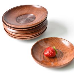 Wooden Soy Sauce Plate Sushi Serving Tray Tableware Plate Small Round Dishes Kitchen Restaurant Home Supplies YQ00375