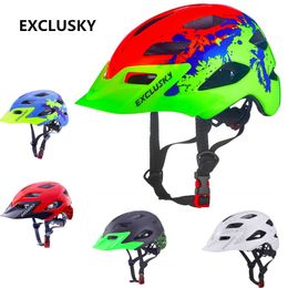 EXCLUSKY Children Bike Helmet Kids Size 50~57cm Fit for 5~13 Years Red Mtb Cycling Helmet Bicycle safety protection Sport Cap D
