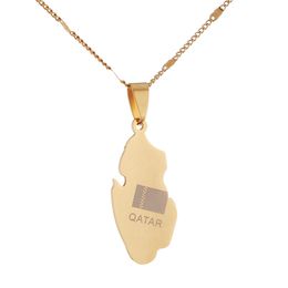 Stainless Steel Trendy Qatar Country Map Pendant State of Qatar Map Charm Jewellery