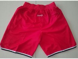 New Team 93-94 Vintage Baseketball Shorts Zipper Pocket Chinese Running Clothes Red Color Just Done Size S-XXL