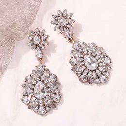 Fashion-dangle earrings for women luxury designer bling diamond flower dangling earrings fashion diamonds wedding engagement jewelry gift