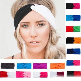 Ladies Splice Headbands 27 Colours Hit Colour Cross Wide Side Hair Bands Women Sports Yoga Hairband Bohemian Lady Big Girls Headwear