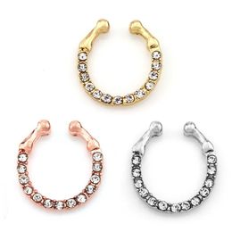 Crystal fake nose ring round septum Fake Piercing clicker faux clip non pierced Body Hoop For Women body Jewellery