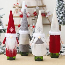 Non-woven Wine Bottle Cover Non-woven Cloth Champagne Bottle Cover Dress Up Decoration Christmas Faceless Doll Wine Bottle Sets