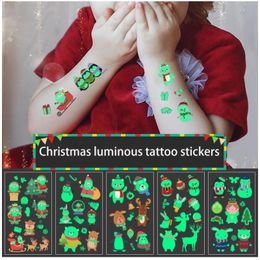 10pcs Christmas Tempory Tattoos for Kids Adults Christmas Carnival Party Luminous Glow in The Dark Temporary Tattoo Stickers