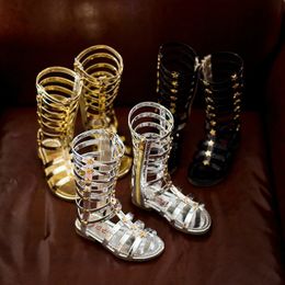 İndirim Yaz Kız Sandalet Çocuk Gladyatör Serin Çizmeler Perçin Sıcak Satış Uzun Kesme Yolu Kız Prenses Ayakkabı