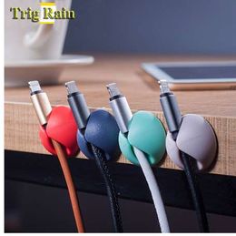 Round Cable Holder Protector Management Device Organiser Finishing Desktop Plug Silicone Wire Retention Clips Power Cord Winder