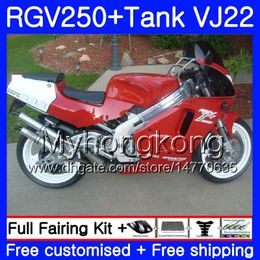 Body +Tank For SUZUKI RGV250 VJ22 1988 1989 1990 1991 1992 1993 307HM.44 RGV-250 VJ21 RGV 250 88 89 90 91 92 93 factory red top Fairing kit