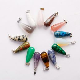 Wholesale natural Stone Water Drop beads Pendant Crystal Necklace MultiColor stone pendants DIY Jewellery Making for Women Gift free shipping