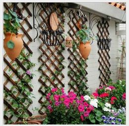 Wooden fence Carbonized and anticorrosive Fencing wood Trellis telescopic netting wall grid flower rack climbing vine