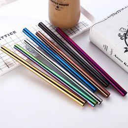 215*12MM Stainless Steel Straight Straw Wide Long Reusable Drinking Straws Outdoor Metal Smoothie Straight Drinking Tools TTA1400