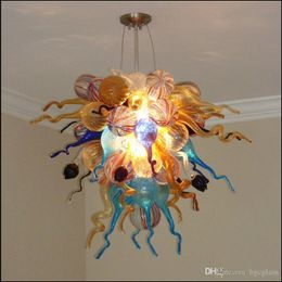 Wedding Centrepieces Multi Coloured Hand Blown Glass Chandelier New Arrival Warranty Colourful Mouth Blown Glass With 110v-240v LED Bulbs