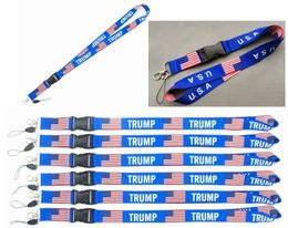 2 styles TRUMP U.S.A Removable Flag of the United States Key Chains Badge Pendant Party Gift moble phone lanyard