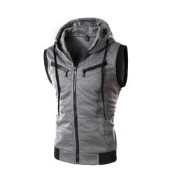 Factory direct foreign trade 2019 spring and summer men's casual sports hooded knit vest vest