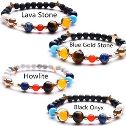 Colorful Yoga Fashion Explosion Galaxy Galaxy Solar System Eight Planets Bracelets Satellite Stars Natural Stones Men and Women