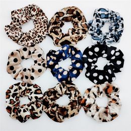 9 Color Retro leopard pattern spot hair circle Cloth art Hair ornaments Velvet Dots Elastic Ring Hair Ties Ponytail Hairbands T9I00244