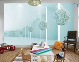 Custom Any Size Murals Wallpaper 3D Stereo 3d space white ball abstr Wall Painting Living Room TV Sofa Bedroom Backdrop Wall Papel De Parede