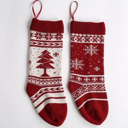 Knitted Christmas Stockings Decoration Woolen Knitting Christmas Sock Gift Bag Fireplace Xmas Home Decoration Wholesale ZC1092