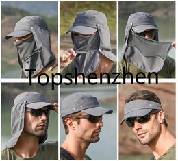men outdoor collapsible quick drying uv neck protection fishing hat summer breathable climbing antimosquito tactical sun caps dhl shipment