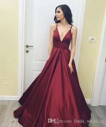 2019 New Burgundy Evening Dress Sexy Deep V Neck Spaghetti Strap Formal Holiday Wear Prom Party Gown Custom Made Plus Size