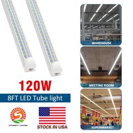 120W Cooler Door LED Tube D Shaped 8FT Lights 8 Feet LED T8 120W 3 Row Side tube bulbs 8ft v tube lights