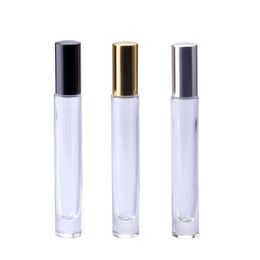 Thick bottom 10ml metal Empty Glass Perfume roller ball Steel ball Bottle Spray Perfume Atomizers Bottles LX1841