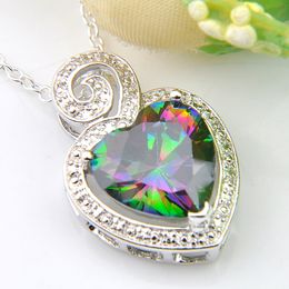 Wholesale 12 Pcs / lot Vintage Heart-shaped Rainbow Mystic Topaz Gemstone 925 Sterling Silver Butterfly Wedding Pendant Weddings Jewellery