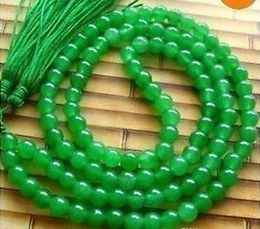 Tibet Buddhist 108 Green Jade Beads Prayer Mala Necklace 8mm Beads<<< Free Shipping