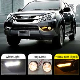 2Pcs DRL For ISUZU MU-X MU X 2015 2016 Daytime Running Lights fog lamp cover headlight 12V Daylight car-styling