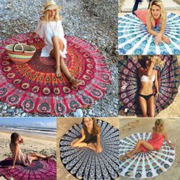 chiffon Boho Praia xale indiano Mandala Praia Redonda Tapestry Decor Yoga Boho Picnic Mat filtro solar xale praia LJJK2142 Bikini tampa 23 estilo