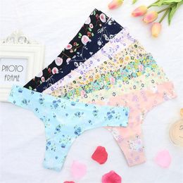 Sexy Floral Panties Underwear comfortable Women Low Waist Thongs and G Strings Ladies Seamless T Back gift drop ship