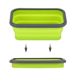 Silicone Folding Lunch Boxes Rectangle Collapsible Bento Box Food Container Bowl 350 500 800 1200 ml 4pcs set233I