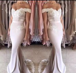 Mermaid evening Dresses Long Off-shoulder Zipper Back Formal Party Gowns Off Shoulder Girls Junior Maid Of Honor Dress Cheap