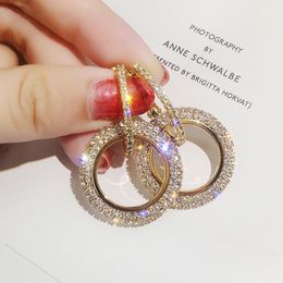 Fashion design creative jewelry high-grade elegant crystal earrings round Gold and silver color earrings wedding party earrings for women