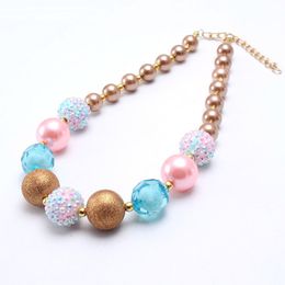 New Baby Beads Necklace Kids Girls Chunky Bubblegum Necklace Handmade Child Chunky Necklace Charm Jewellery For Gift