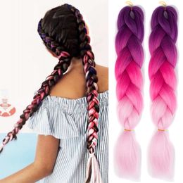 24 Zoll Jumbo Geflechte Lang Ombre Jumbo Synthetic Flechthaar Crochet Blond Blau Graues Haar Extensions Afrikanische