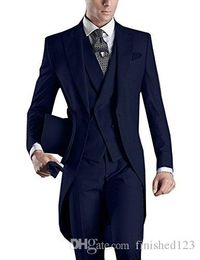 New Arrival Black/White/Grey/Light Grey/Purple/Burgundy/Blue Tailcoat Groomsmen Men Wedding Party Suits (Jacket+Pants+Vest+Tie) NO:2167