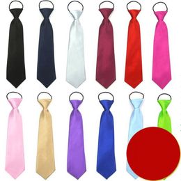 Children's necktie solid 50 colors baby's students neck tie 28*7cm neckwear rubber band neckcloth For kids Christmas gift