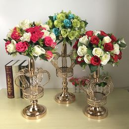 new style Wedding Metal Gold Color Flower Vase Column Stand for Wedding Centerpiece Decoration best0779