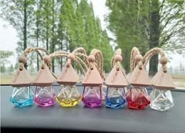essentials hat UK - New Essential Oils Diffusers 6ml Diamond Glass PerfumeBottle Pendant Car Hanging Perfume Bottles Air Freshener Carrier Oil Hang Rope Bottle with Cap