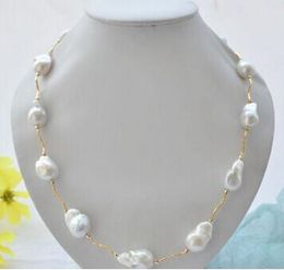 -Livraison gratuite 15-21mm blanc baroque KESHI renaîtra 23 pouces collier de perles